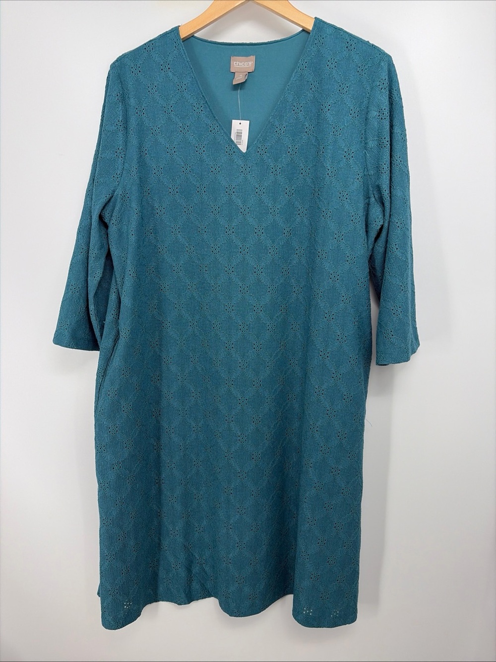 Chico’s 2 Eyelet Lace Dress Green New L/XL